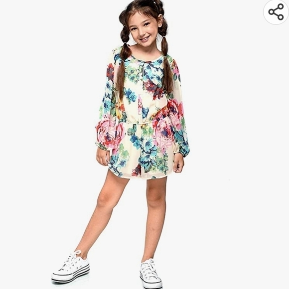 TRULY Me By Sara Sara Floral Chiffon Shorts Romper Size 14 Perfect For Spring. - Picture 1 of 6